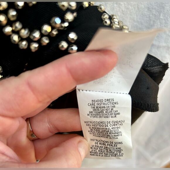 Xscape black beaded dress size 10 EUC cocktail, holiday event blouson top - Picture 5 of 13